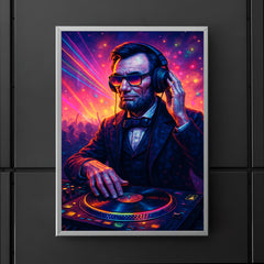 Abraham Lincoln DJ ing at a rave poster 5