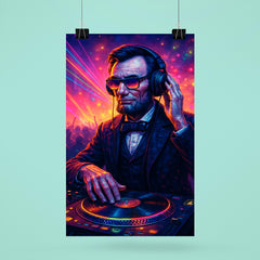 Abraham Lincoln DJ ing at a rave poster 6
