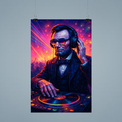Abraham Lincoln DJ ing at a rave poster 9