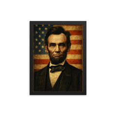 Abraham Lincoln framed print on a plain backdrop in size 12"x16".