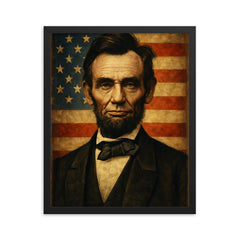 Abraham Lincoln framed print on a plain backdrop in size 16"x20".