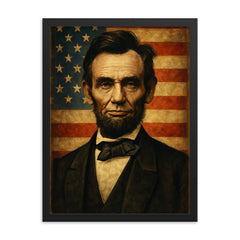 Abraham Lincoln framed print on a plain backdrop in size 18"x24".