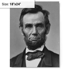 Abraham Lincoln metal print on a plain backdrop in size 18"x24".