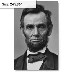 Abraham Lincoln metal print on a plain backdrop in size 24"x36".