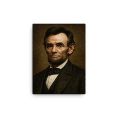 Abraham Lincoln portrait canvas print on a plain backdrop in size 12"x16".