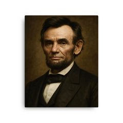 Abraham Lincoln portrait canvas print on a plain backdrop in size 16"x20".
