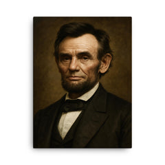 Abraham Lincoln portrait canvas print on a plain backdrop in size 18"x24".