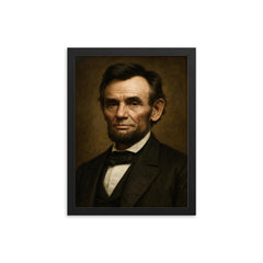 Abraham Lincoln portrait framed print on a plain backdrop in size 12"x16".