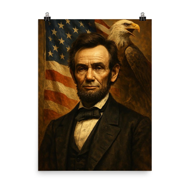 Abraham Lincoln poster on a plain backdrop in size 8