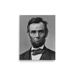 Abraham Lincoln poster on a plain backdrop in size 8"x10".