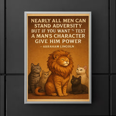 abraham lincoln quote about power and character with cat poster 5