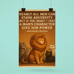 abraham lincoln quote about power and character with cat poster 6