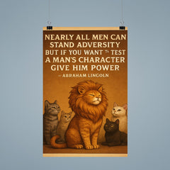 abraham lincoln quote about power and character with cat poster 9