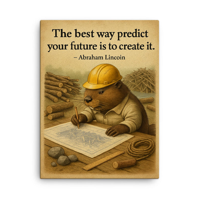abraham lincoln quote the best way to predict your future is to create it beaver architect drawing canvas print on a plain backdrop in size 18