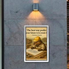 abraham lincoln quote the best way to predict your future is to create it beaver architect drawing poster 2