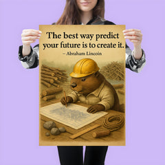 abraham lincoln quote the best way to predict your future is to create it beaver architect drawing poster 3