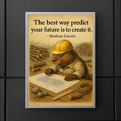 abraham lincoln quote the best way to predict your future is to create it beaver architect drawing poster 5