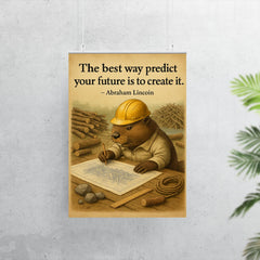 abraham lincoln quote the best way to predict your future is to create it beaver architect drawing poster 7