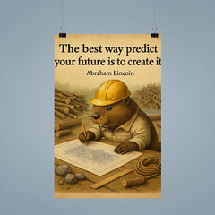 abraham lincoln quote the best way to predict your future is to create it beaver architect drawing poster 9