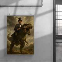 Abraham Lincoln riding a dinosaur poster 4