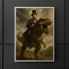 Abraham Lincoln riding a dinosaur poster 5