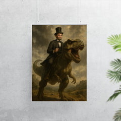 Abraham Lincoln riding a dinosaur poster 7