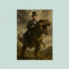 Abraham Lincoln riding a dinosaur poster 8