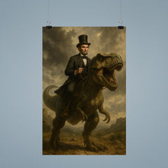 Abraham Lincoln riding a dinosaur poster 9