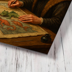 Abraham Ortelius mapping monsters at sea margins metal print mockup