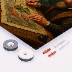 Abraham Ortelius mapping monsters at sea margins metal print mockup