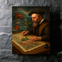 Abraham Ortelius mapping monsters at sea margins metal print mockup