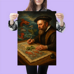 Abraham Ortelius mapping monsters at sea margins poster 3