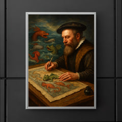 Abraham Ortelius mapping monsters at sea margins poster 5