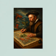 Abraham Ortelius mapping monsters at sea margins poster 8