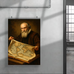 Abraham Ortelius unfurling the first modern atlas poster 4