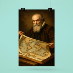 Abraham Ortelius unfurling the first modern atlas poster 6