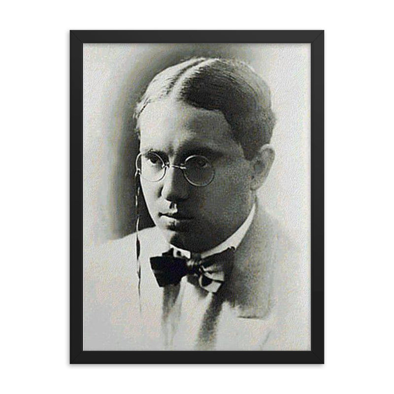 Abraham Valdelomar framed print on a plain backdrop in size 18