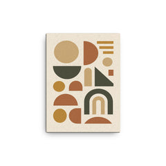 Abstract geometric shapes in muted earth tones canvas print 12x16