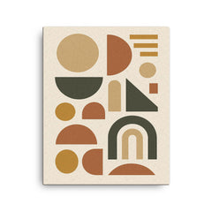 Abstract geometric shapes in muted earth tones canvas print 16x20