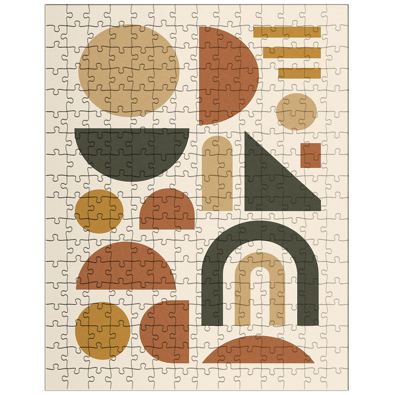Abstract geometric shapes in muted earth tones jigsaw 1