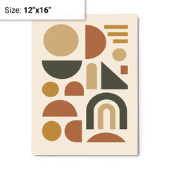 Abstract geometric shapes in muted earth tones metal print mockup 12x16
