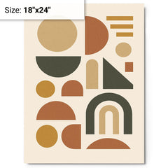 Abstract geometric shapes in muted earth tones metal print mockup 18x24