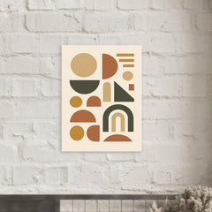 Abstract geometric shapes in muted earth tones metal print mockup