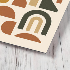 Abstract geometric shapes in muted earth tones metal print mockup