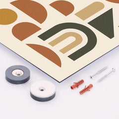 Abstract geometric shapes in muted earth tones metal print mockup