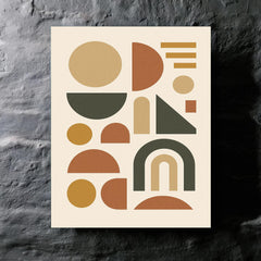 Abstract geometric shapes in muted earth tones metal print mockup