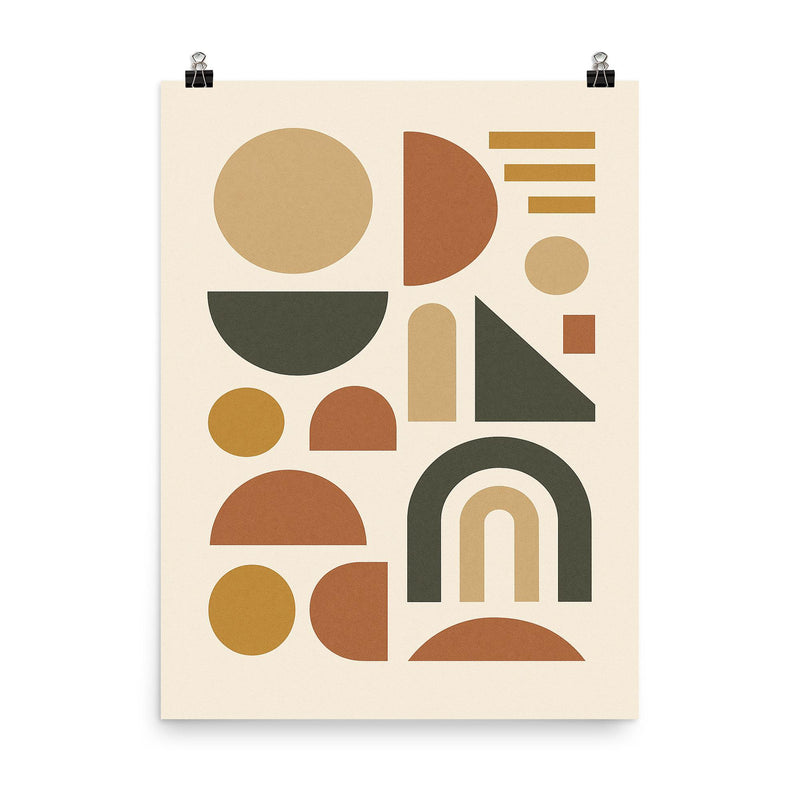 Abstract geometric shapes in muted earth tones poster 1