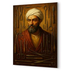 Abu al Qasim al Zahrawi with surgical instruments metal print mockup