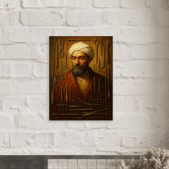 Abu al Qasim al Zahrawi with surgical instruments metal print mockup