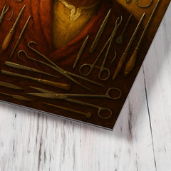 Abu al Qasim al Zahrawi with surgical instruments metal print mockup